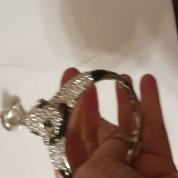 Panda Hinged Bracelet & RING Pave Black & WHITE Stainless Crystals Happy - Picture 6 of 7